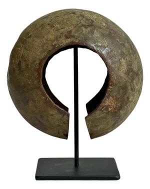 Antique Mbole Copper African Anklet Currency on Stand