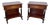 French Empire Wood Nightstands with Marquetry and Black Columns, 1935, Set of 2 For Sale