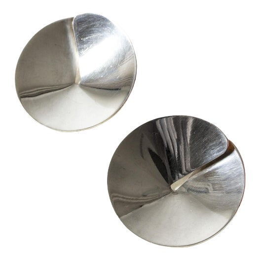 Mid-Century Silver Earrings from Hans Hansen, 1960s, Set of 2 For Sale