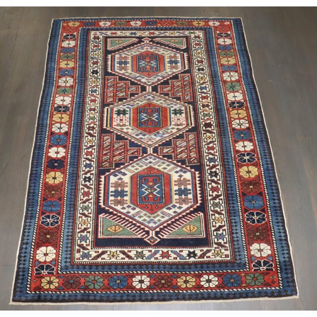 Textile 19th Century Antique Zabihi Collection Shirvan Rug - 3'9" x 5'5" For Sale - Image 7 of 7