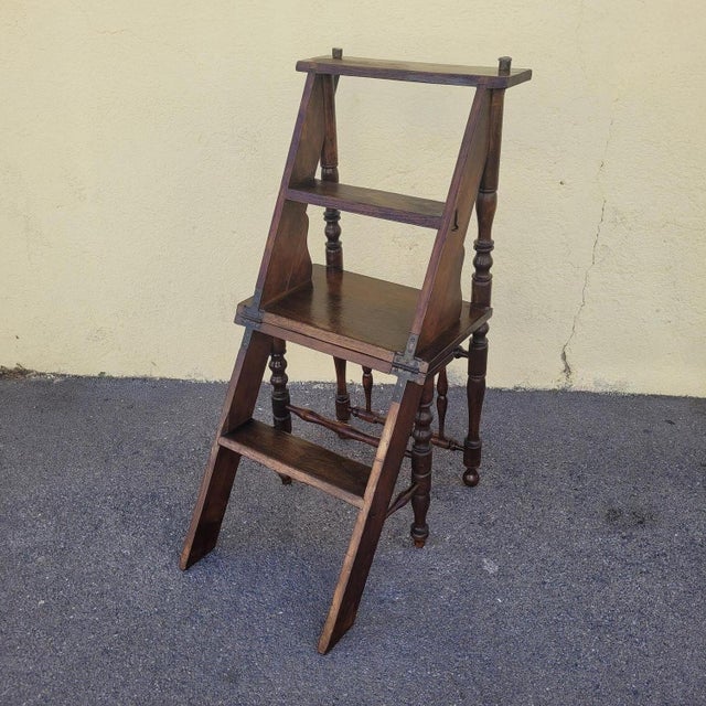 19th Century Convertible Library Step Stool Chair For Sale - Image 14 of 15