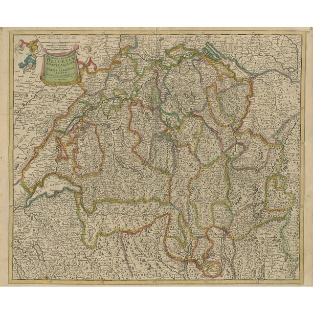 Map of Switzerland by Justus Danckerts, 1690 For Sale - Image 4 of 5