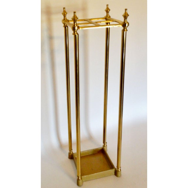 Brass Brass & Iron Square Umbrella Stand For Sale - Image 8 of 10