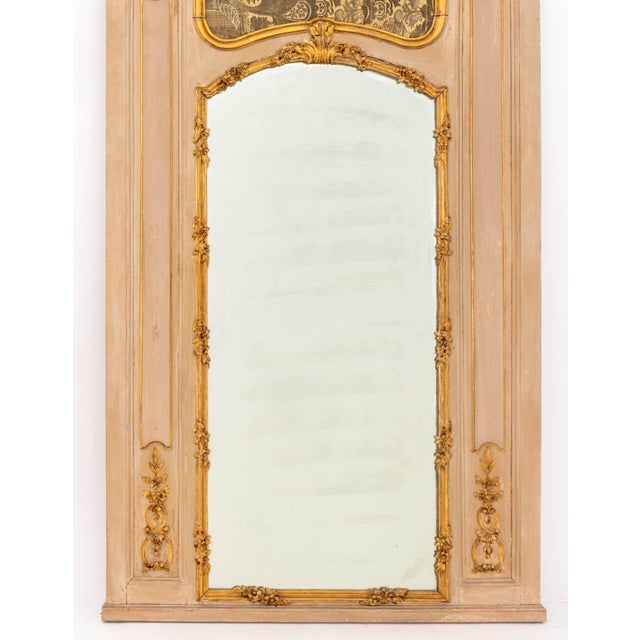 Louis XV Pink & Giltwood Trumeau Mirror, 18th C. For Sale - Image 4 of 9