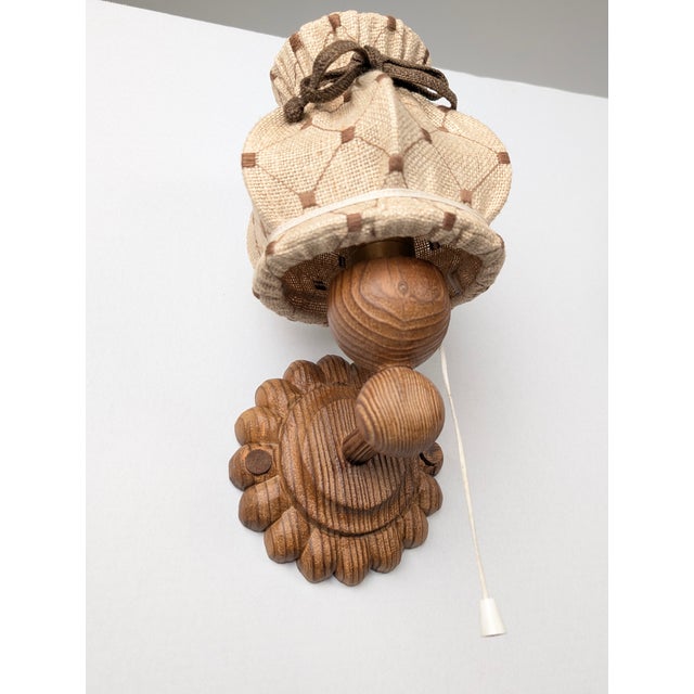Swedish Carved Pine Wall Sconces with Jute Shades, 1970s, Set of 2 For Sale - Image 11 of 16