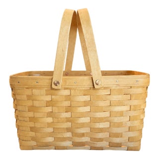 Vintage Longaberger Medium Market Basket With Protector For Sale