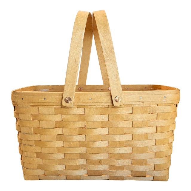 Vintage Longaberger Medium Market Basket With Protector For Sale