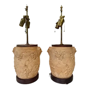 Early 19th Century Georgian-Era English Earthenware Wine Cooler Lamps - a Pair