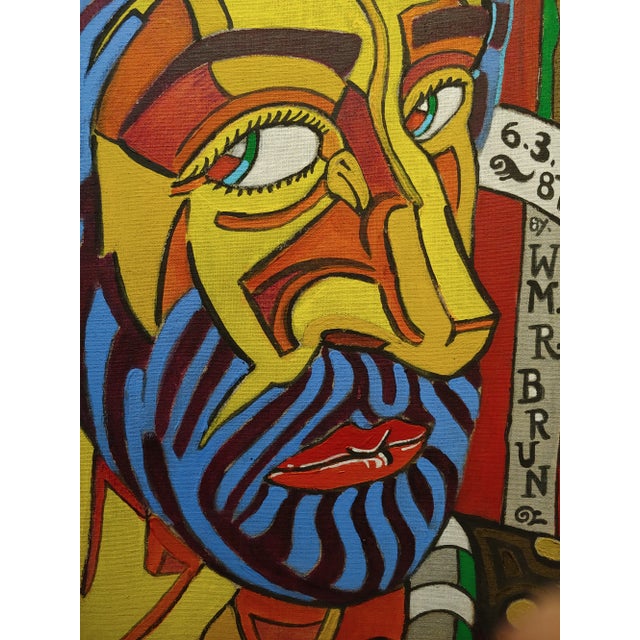 1980s William Robert Brun -Surreal Self Portrait - Oil Painting For Sale - Image 5 of 10