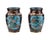 A pair of high quality Japanese, Meiji era, enamel over brass vases. Each vase has an amphora shaped body and a short wide...