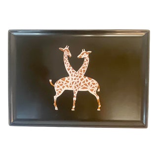 1970s Mid-Century African Safari Couroc Giraffe Tray For Sale