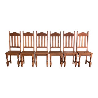 Vintage Handcrafted Rustic Dining Chairs - Set of 6 For Sale