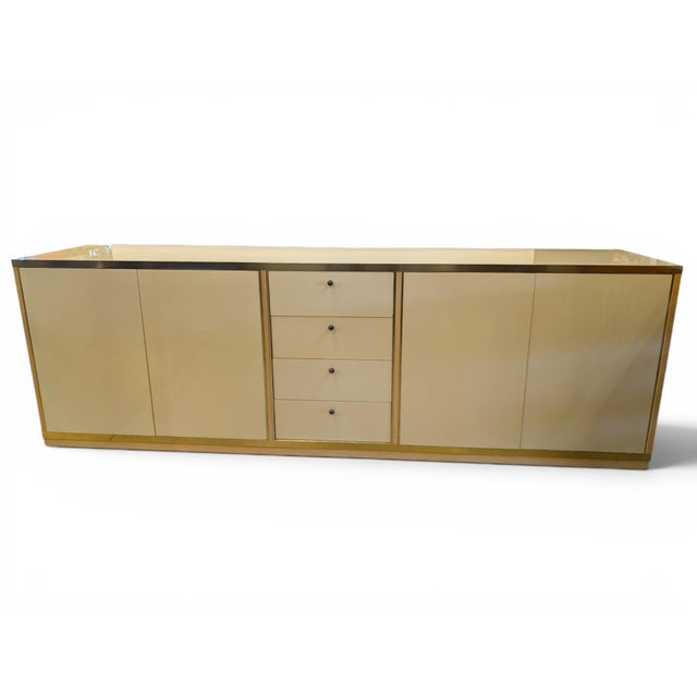 Vintage Beige and Gold Lacquered Wooden Sideboard, 1970s For Sale - Image 11 of 11