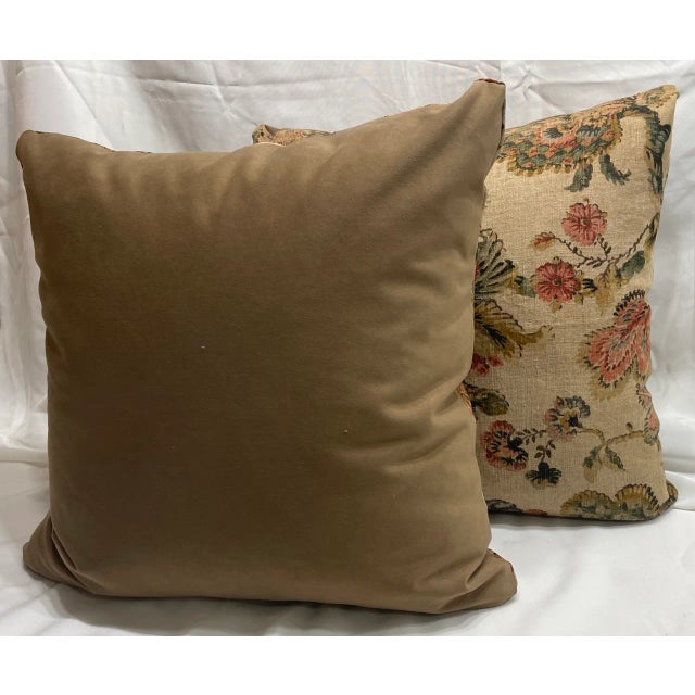 Pair of Pillow Covers Made With a Vintage Linen Print Fragment For Sale In Los Angeles - Image 6 of 8