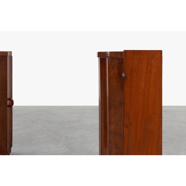 Wood Italian Art Deco Walnut Nightstands, 1920s, Set of 2 For Sale - Image 7 of 18