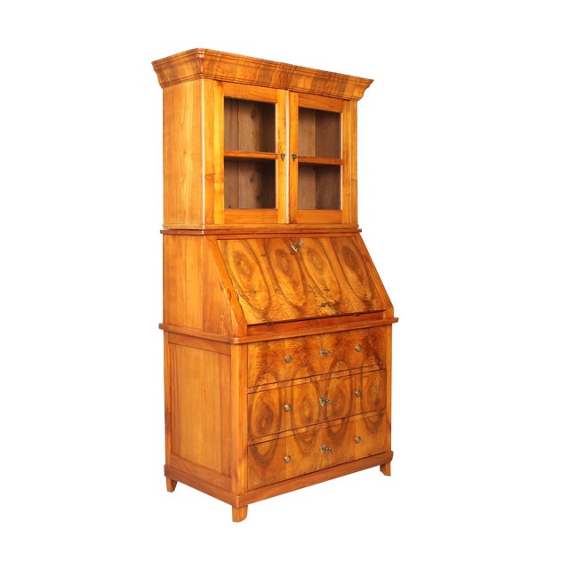 Biedermeier Secretaire with Brass Handles, 1845 For Sale