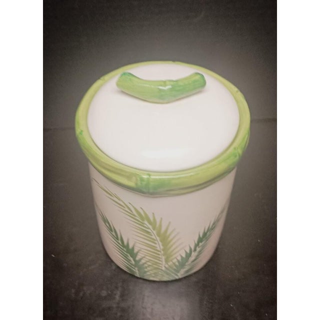 Vintage Italian Lidded Canister With Bamboo Design For Sale - Image 6 of 9