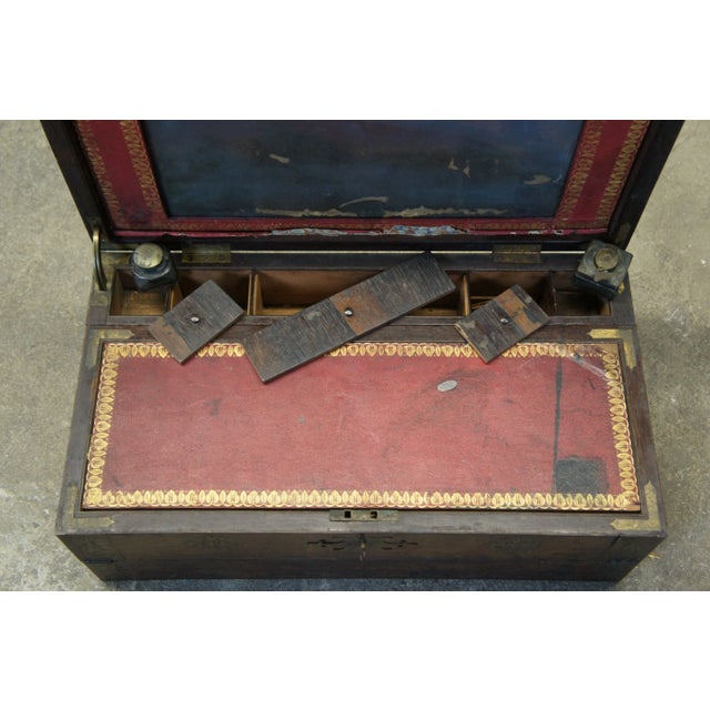 Wood 19th Century Antique English Regency Rosewood Writing Slope Box For Sale - Image 7 of 13