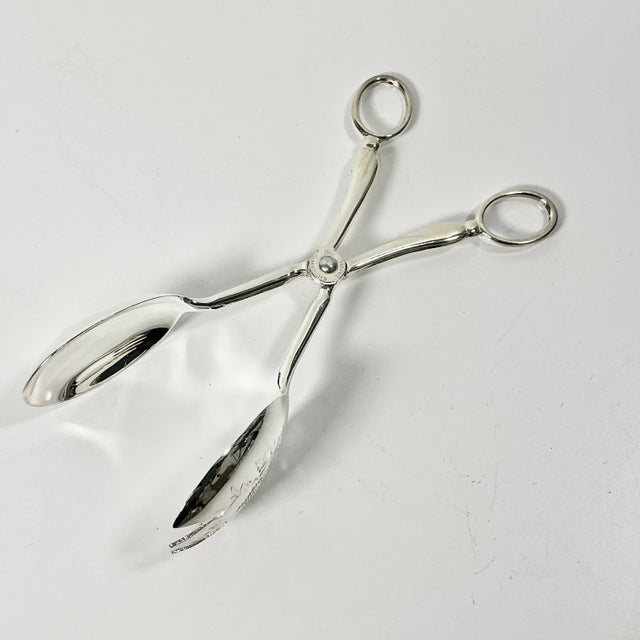 Mid-Century Hollywood Regency Italian Towle Silver Plate Etched Salad Tongs For Sale - Image 4 of 17
