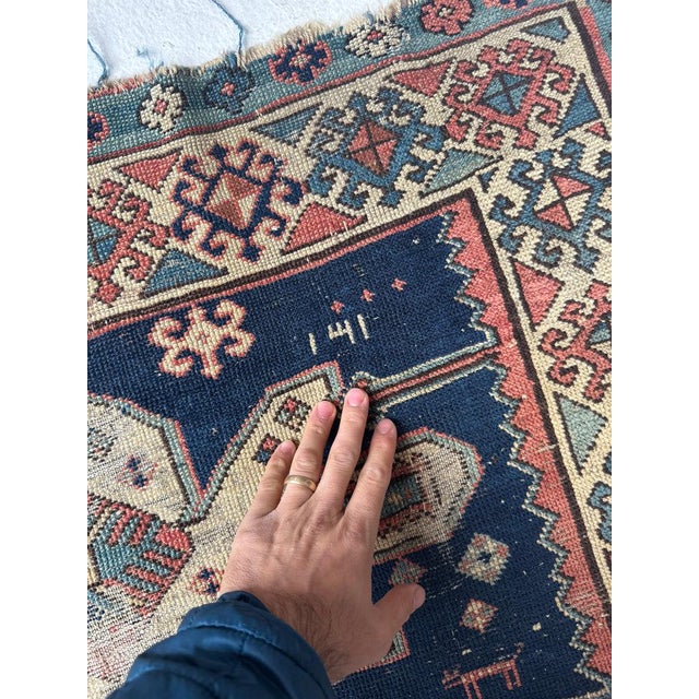 Persian ANCIENT Rare Caucasian Runner Rug 3.10 x 7.3 For Sale - Image 3 of 10