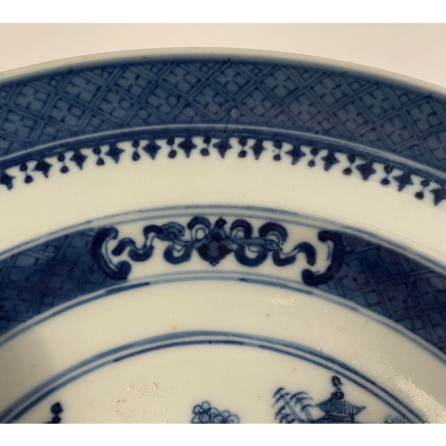 Chinese Chinese Export Canton Blue and White Porcelain Plate For Sale - Image 3 of 9