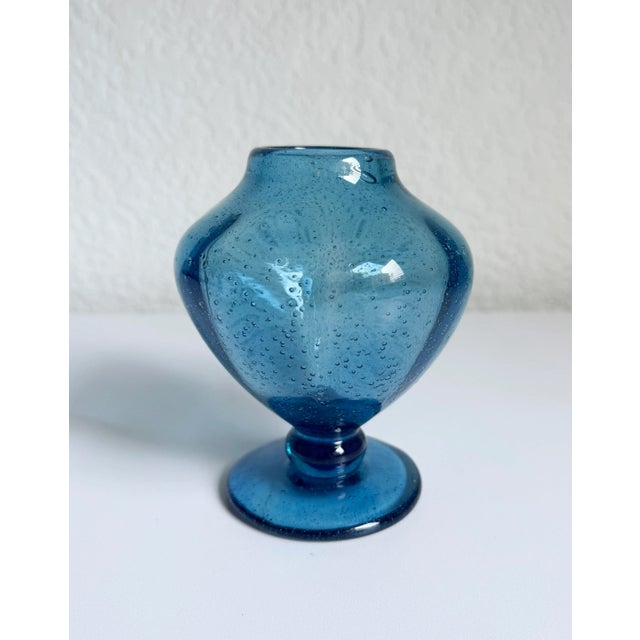 Late 20th Century Vintage Biot France Bubble Glass Footed Bud Vase For Sale - Image 5 of 8