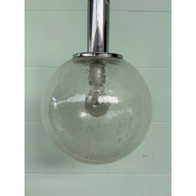 Vintage Industrial Italian Pendant Light in Pulegoso Glass Sphere, 1960s For Sale - Image 9 of 16