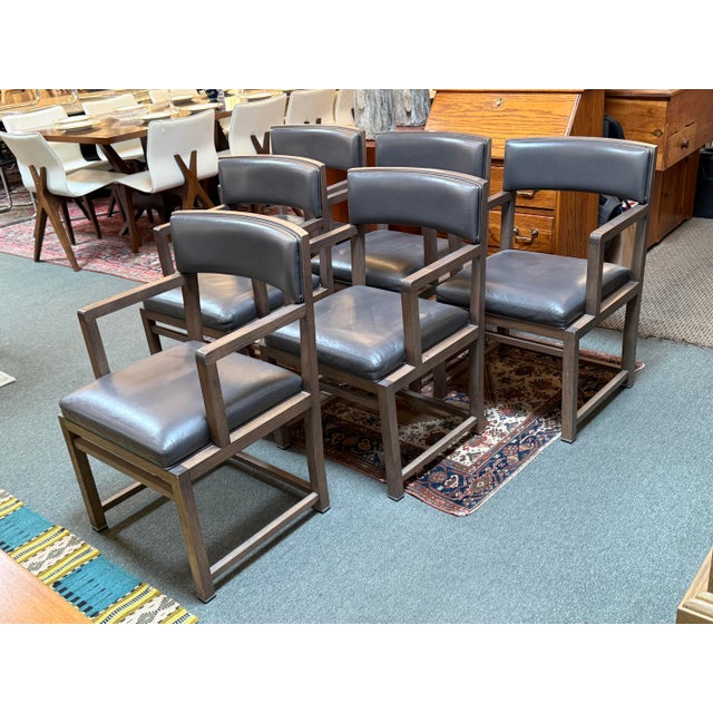 Design Plus Gallery presents a Set of Six Simplice Leather Armchairs by Antonio Citterio for Maxalto and B&B Italia. Gray...