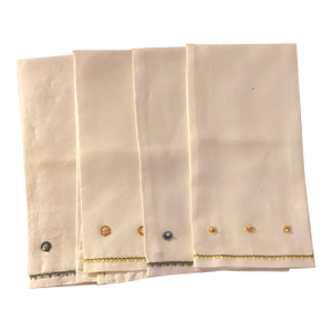 Angel Zimick Belgian Linen Hand Towels With Accent Coloured Embroidery