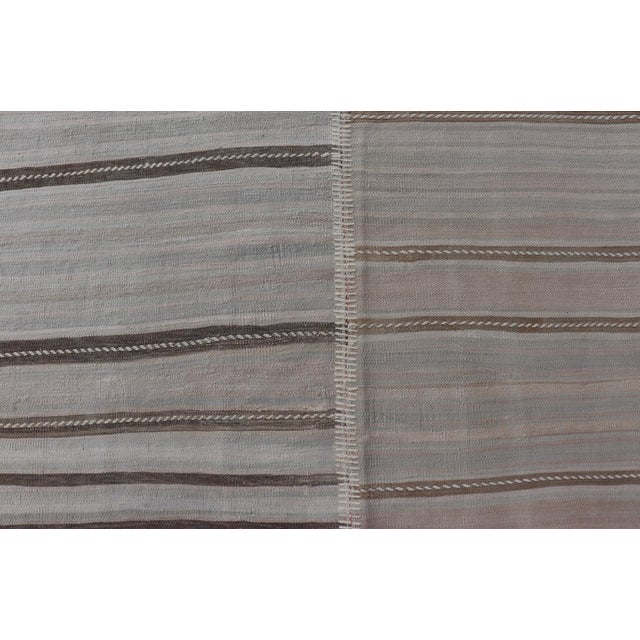 Taupe Vintage Turkish Kilim Rug With Subtle Striped Design in Taupe and Soft Gray For Sale - Image 8 of 13