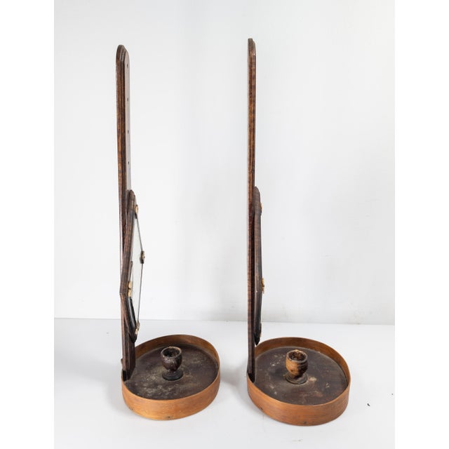 19th Century Rare Pair of Shaker or Sailor Made Mirrored Candle Sconces For Sale - Image 14 of 18