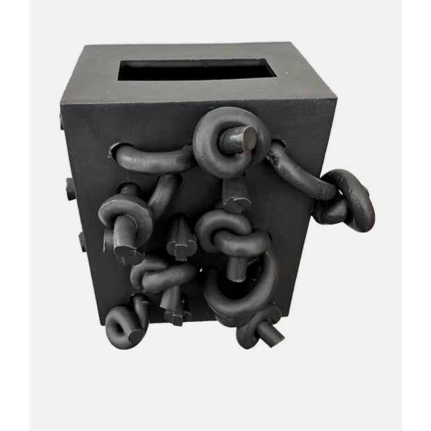 2020s 2023 "Lock Down (Cell Persona)" Glazed Black Stoneware Ceramic Art by Paul S. Briggs For Sale - Image 5 of 13