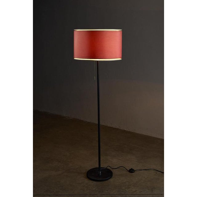 Floor Lamp with Bordeaux Shade and Leather Base from Staff Leuchten, 1970s For Sale - Image 6 of 9