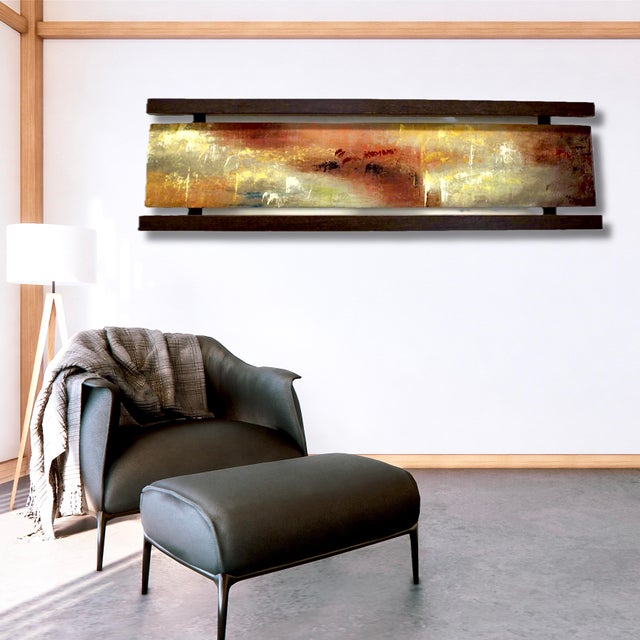 2000s Long Abstract Wall Art in Wood Frame For Sale In Fayetteville, AR - Image 6 of 6