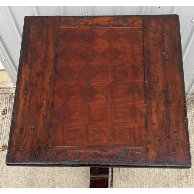 Rustic Mahogany Pedestal Foyer Center Table For Sale - Image 10 of 12