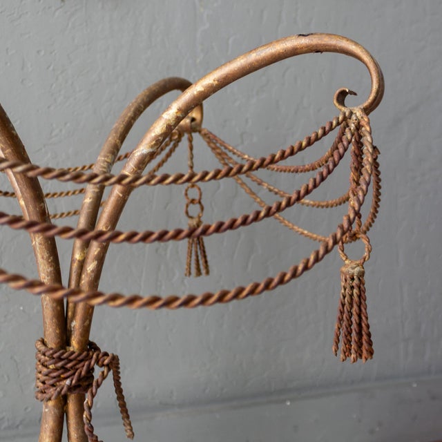 1960s Italian Brass Rope and Tassel Rustic Outdoor Drinks Table For Sale - Image 5 of 18
