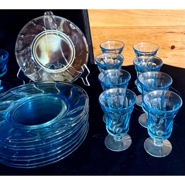 Mid 20th Century Mid 20th Century Fostoria Jamestown Blue Glassware Set - 25 pcs For Sale - Image 5 of 12