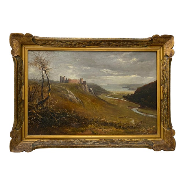 W. W. Goddard 19th Century Painting of Castle Ruins For Sale