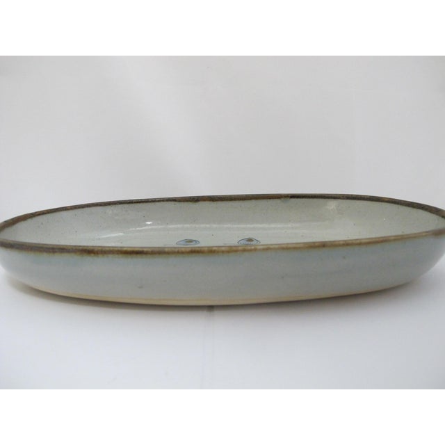 El Palomar Ken Edwards Blue Bird Tonala Mexico Pottery Oval Serving Bowl Platter For Sale - Image 4 of 9