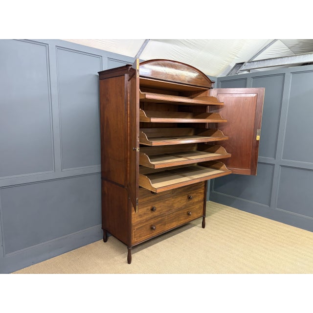 Georgian Inlaid Mahogany Linen Press, 1824 For Sale - Image 11 of 18
