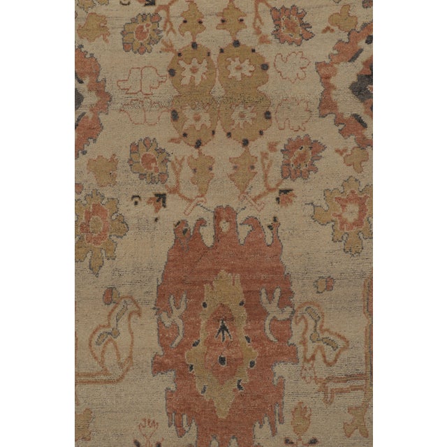 Rug & Kilim’s Oushak Inspired Rug in Creamy Beige With Rust Floral Patterns For Sale In New York - Image 6 of 8