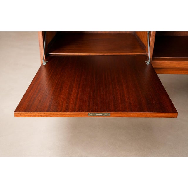 Brazilian Modern Four-Door, Four-Drawer Caviúna Credenza With Drop-Front Bar, 1950s, Brazil For Sale - Image 11 of 18