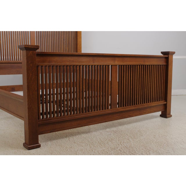 Stickley Mission Oak King Size Spindle Prairie Bed For Sale - Image 10 of 18