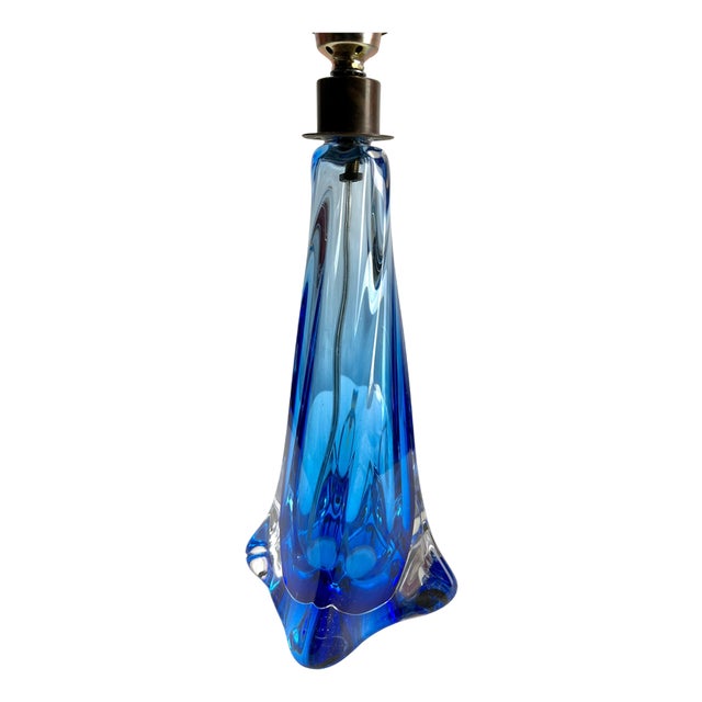 Sommerso Twisted Crystal Table Lamp from Val Saint Lambert, 1953 For Sale