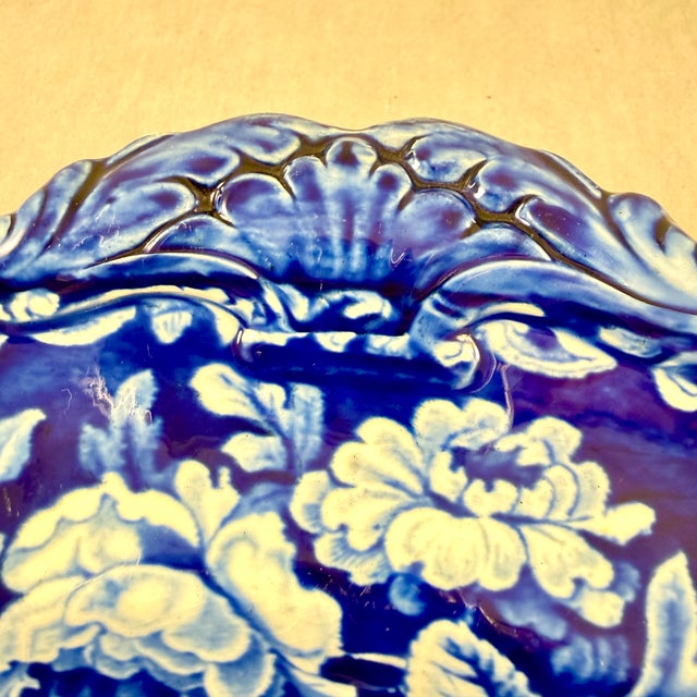 Stubbs & Kent Georgian Cobalt Transferware ‘ Fruits and Flowers’ Platter, Circa 1830 For Sale In Philadelphia - Image 6 of 16