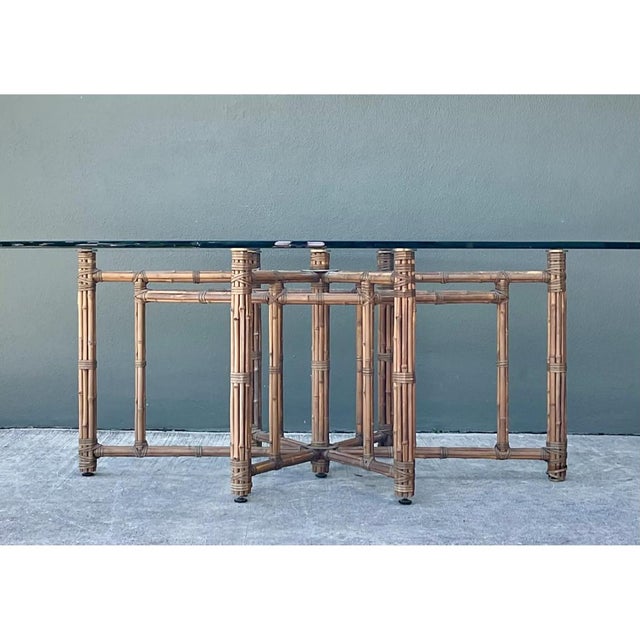 Wood McGuire Rattan and Glass Oval Dining Table For Sale - Image 7 of 12