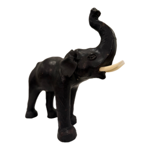 Vintage Leather-Wrapped Elephant Sculpture