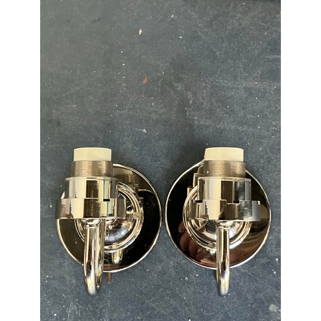 Silver Vintage Boho Vaughan Polished Nickel Light Sconce - A Pair For Sale - Image 8 of 11