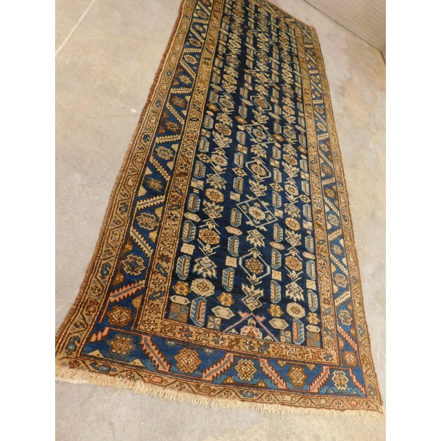 Vintage Blue Persian Gallery Rug4'3"x 10'4" For Sale - Image 4 of 13