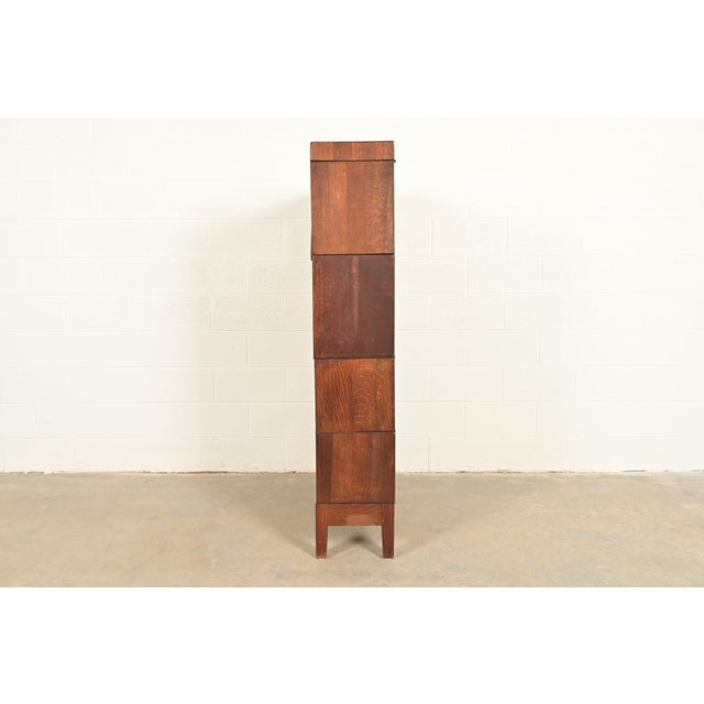 Antique Mission Oak Arts & Crafts Barrister Bookcase With Drop Front Secretary Desk by Gunn, Circa 1920s For Sale - Image 11 of 14